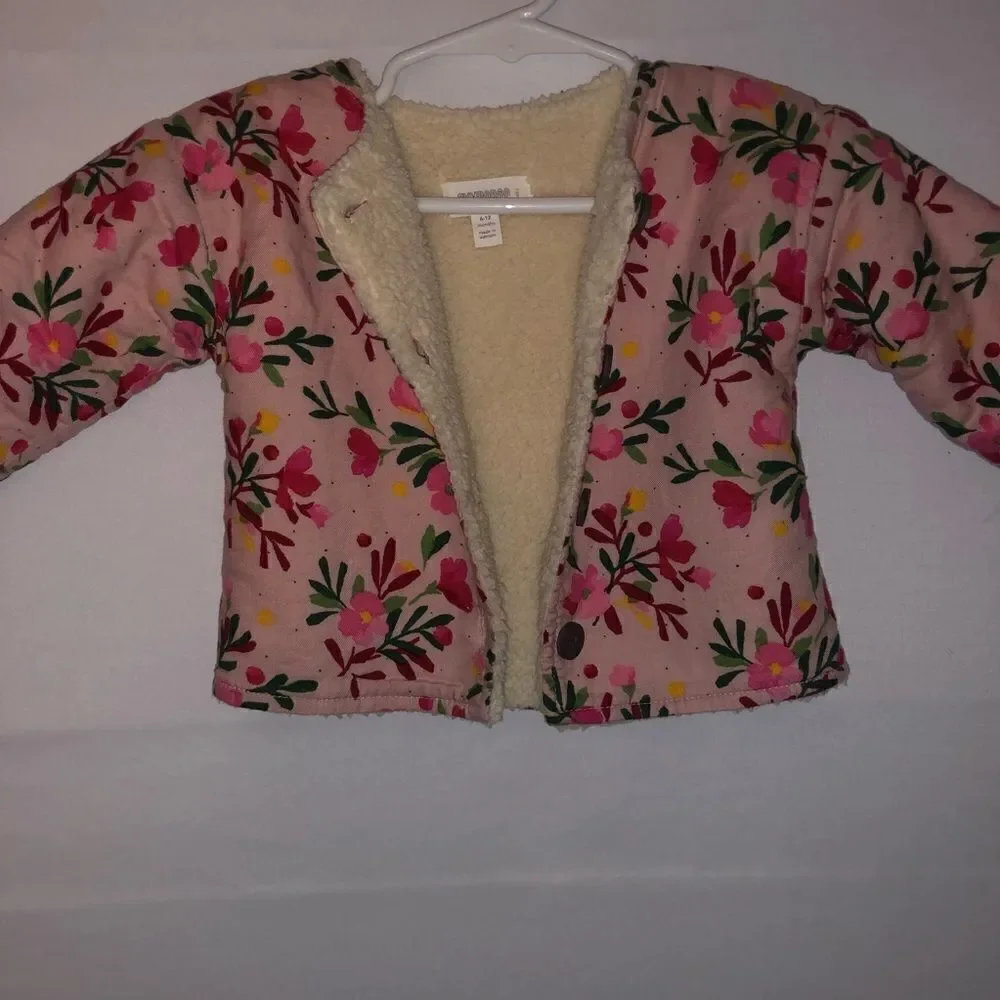 Gymboree Floral Quilted Pink Sherpa Lined Jacket